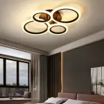 Modern Elegant Ring-Shaped High-End 4-Ring LED Tri-Color Dimmable Ceiling Light with Premium Aluminum and Acrylic