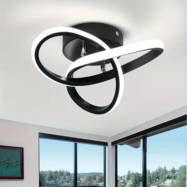 Modern LED Ceiling Lamp with Adjustable 3-Color Light, Dimmable, Semi-Flush Mount, Cast Iron & Silicone, 110V-240V