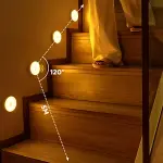 6pcs Indoor Motion Sensor Light, 8LED Round Wall Lamp, USB Charging, Built-in Battery, with Switch and Motion Sensor