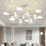 Large Modern LED Pendant Light Fixture with Acrylic Shade - Semi-Flush Mount, Hardwired, Switch Control, Non-Detachable Design