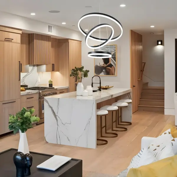 3-Ring Modern Ceiling LED Pendant Light, Black Hanging Light