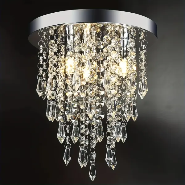 1pc Modern Elegant Crystal Chandelier, Semi-Flush Mount Ceiling Light Fixture