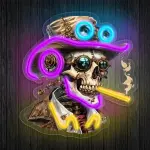 Skeleton Neon Light, Skeleton Pattern Printing with Adjustable Brightness