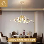 Modern Luxury Gold-Plated LED Color-Changing Chandelier