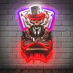 A Glowing Art Wall Skull Playing Card, Halloween-Themed Poker Dealer with UV Pattern Printing, Usb-Powered