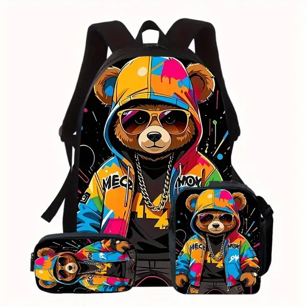 3pcs Cartoon Bear Backpack Set