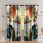 2pcs Glam Style Abstract Floral Golden Line Modern Digital Print