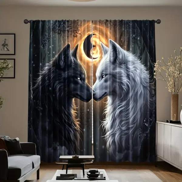 2pcs, 2D FLAT PRINTING Minimalist Curtains Two