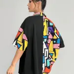 Women's Elegant Middle Eastern-Inspired Color Block Print