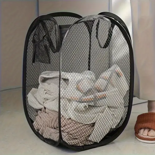 Extra Large Pop-Up Mesh Laundry Basket with Handles - Foldable