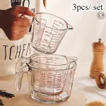 3pcs Set Glass Measuring Cups with Scale, Heat-Resistant