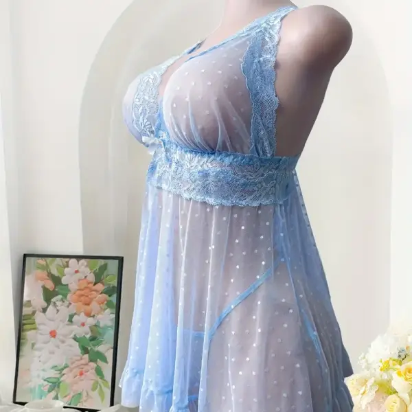 Women's Romantic Sheer Mesh & Lace Trim Sleeveless Clothing