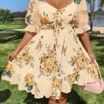 Elegant Sleeveless Floral Print Dress