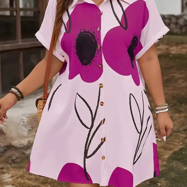 Women'S Floral Print Batwing Short Sleeve Dress