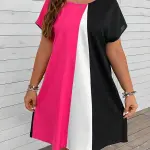 Colorblock Print Straight Dress
