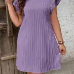 French Solid Color Ruffle Dress