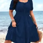 Solid Color Tie Front Dress