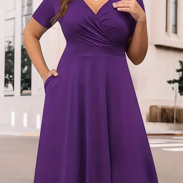 Casual Solid Color V-Neck