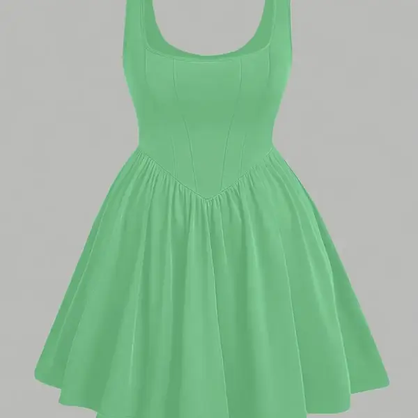 Sleeveless A-Line Dress - Summer Casual Solid Color